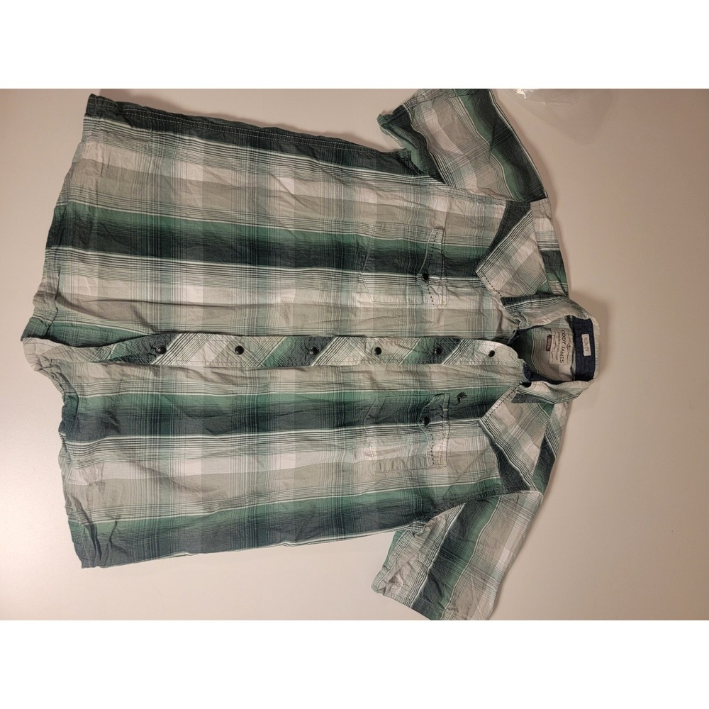 Cody James Mens Slim Fit Green Plaid Short Sleeve Western Snap Shirt Large
